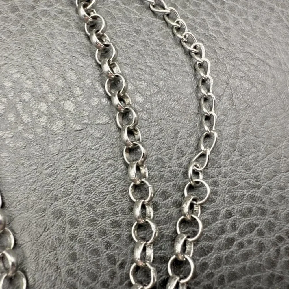 Lia Sophia Beaded Chain Necklace Silver Tone Blue Brown Faceted Beads 36 Inch